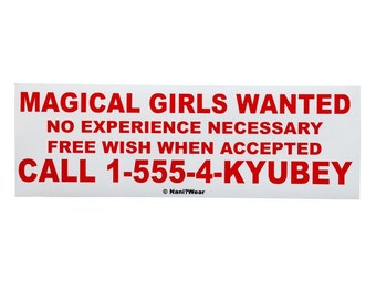 Madoka Magica Anime Bumper Sticker Magical Girls Wanted