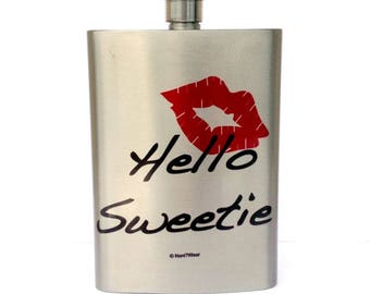 Doctor River Song Who Geek Flask 8oz: Hello Sweetie FREE SHIPPING
