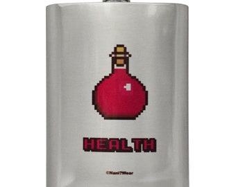 Health Potion Gaming 8 oz Flask FREE SHIPPING