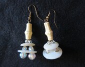 Vintage Mother of Pearl Button Earrings