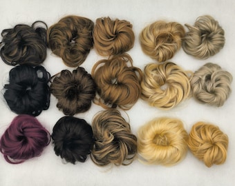 Real Human Hair Bun Extension: 6" Length, 30g, 15 colors available, Messy, Thick & Elastic
