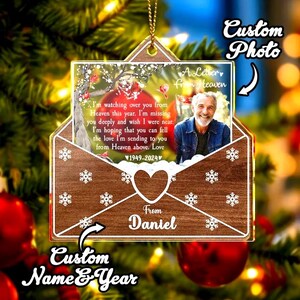 Personalisierter Brief vom Himmel Ornament, Erinnerungsfoto Weihnachtsornament, Individuelles Andenken in liebevoller Erinnerung 2025
