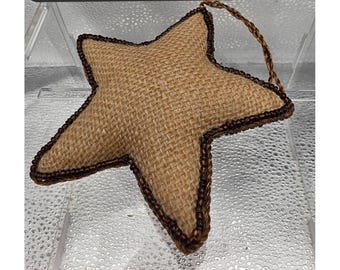 Décoration de Noël étoile en toile de jute rustique en tissu rembourré, décoration des fêtes de la ferme