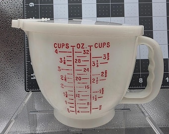 Bol à pâte blanc Tupperware VTG Mix N Stor mesurant avec couvercle 1288 1 QT 4 C 32 oz