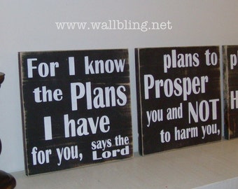 Jeremiah For I Know the Plans I Have - 3 Wood Signs