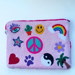 Unique Colorful Design Tablet Sleeve - Handmade Double Sided Punch Needle iPad Case image 6