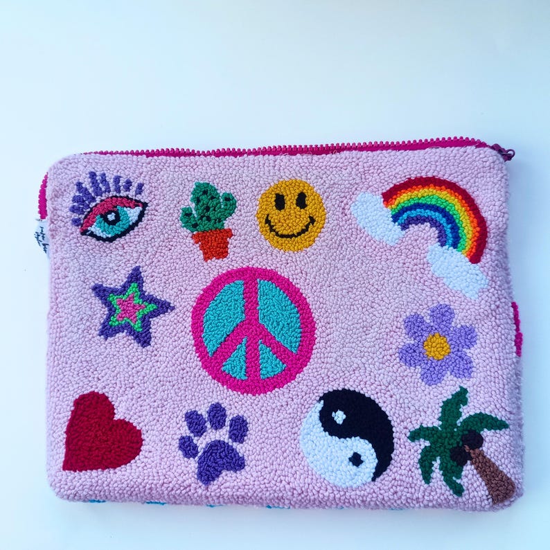 Unique Colorful Design Tablet Sleeve - Handmade Double Sided Punch Needle iPad Case image 6