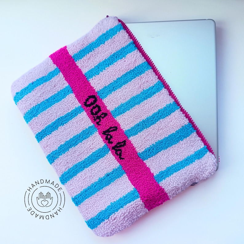 Unique Colorful Design Tablet Sleeve - Handmade Double Sided Punch Needle iPad Case image 2