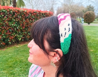 Fascia per capelli ricamata a punzone: tiara boho colorata ricamata