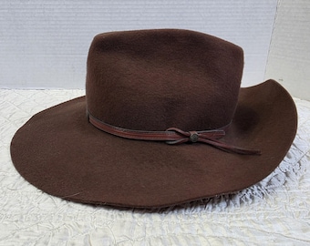 Cappello da cowboy vintage Western Express Inc in lana marrone, 7 pollici, in feltro, stile western USA Rodeo