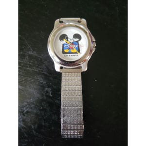 Vintage MICKEY MOUSE Disney Channel Stainless Steel  WATCH Working