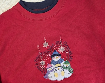 Moletom vermelho feminino vintage M & C Sportswear, tamanho G, modelo Snowone Like My Grandkids