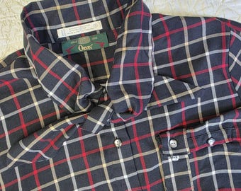 Vintage Orvis Womens  6 Tie Neck Button Up Black Plaid Shirt Heritage Cabincore