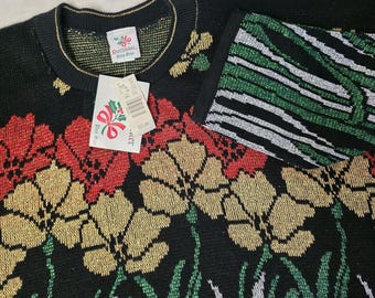 Suéter navideño vintage Cascanueces Plus, 3 veces más vendido, hecho en EE. UU., con mangas brillantes festivas.