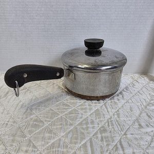 Cacerola Revere Ware de 1 cuarto de galón, 1801, con fondo de cobre, acero inoxidable, Clinton, EE. UU.