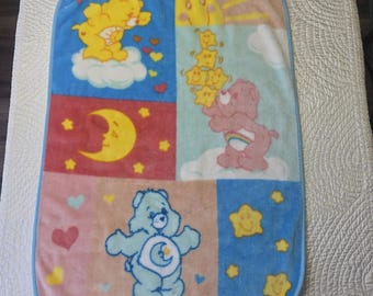 Manta de bebé vintage de peluche de los Ositos Cariñositos, lujosa manta para cuna de 114 x 76 cm, con diseño de luna y estrellas