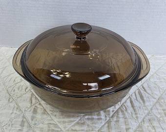 Pyrex Fireside Glass Amber 023 Rund 1,5 L Gryta Ugnsform Med 623-C Lock