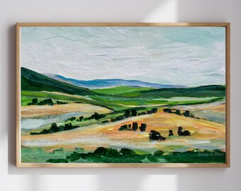 Tuscan Hills Print, Abstract landscape art, Acrylic painting, digital download