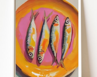 Sardines Art Print: Colorful Kitchen Wall Decor (Digital Download)