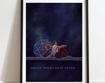 Grace Rocky Save Stars Wall Art, Project Hail Mary Poster, Digital Download