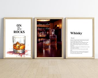 Whisky Bar Cart Art Print, Print Download, Whisky Art, Home Bar Art, Whisky Definition Poster, Bar Wall Art