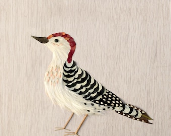 8x10" red bellied woodpecker plant art print
