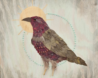 8x10 leaf collage crow print