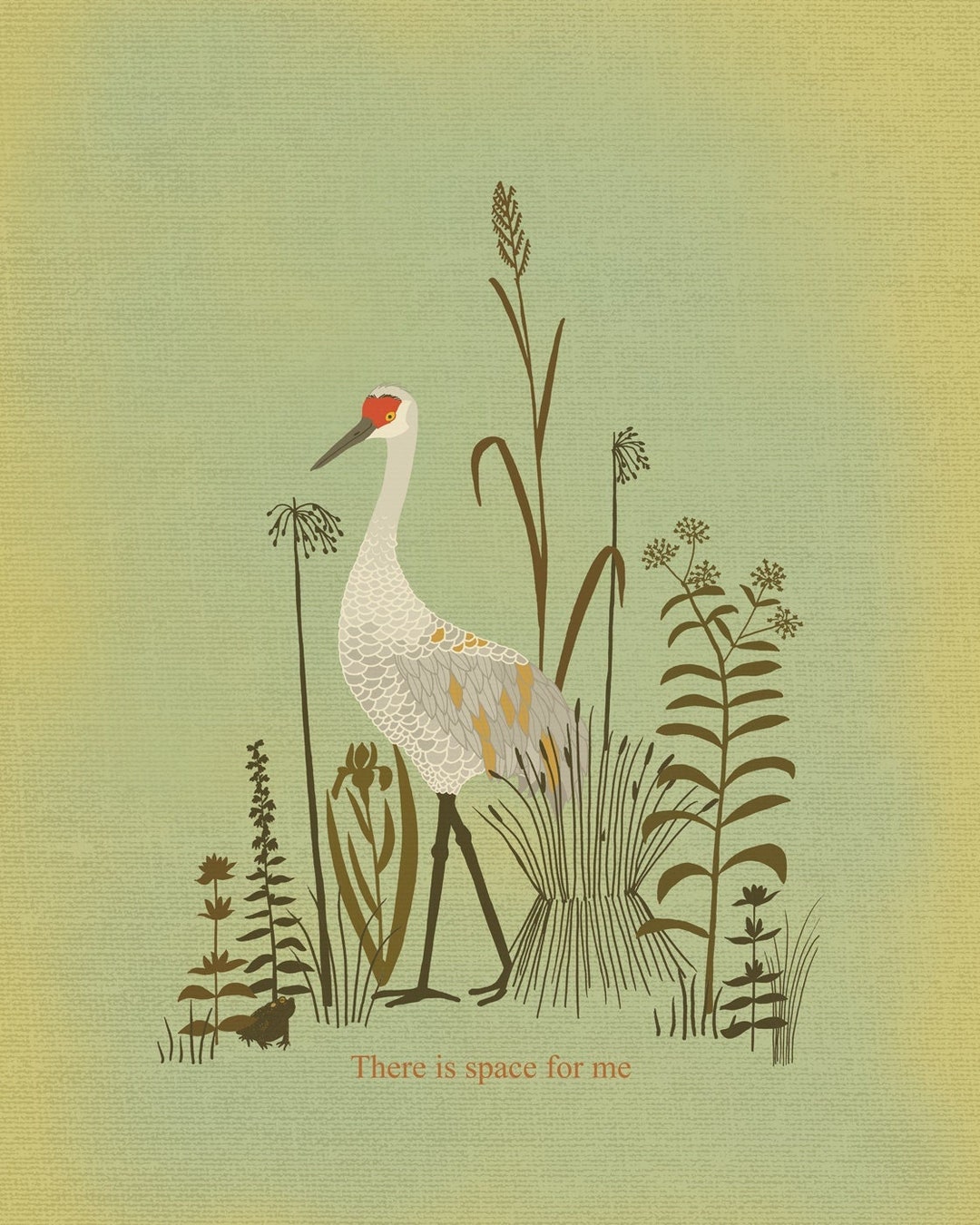 Sandhill Crane Illustration Print - Etsy