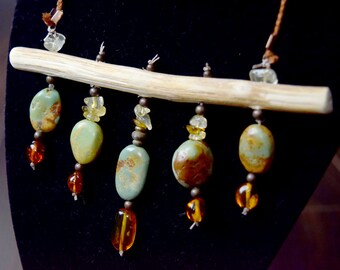 Turquoise, Amber, and Citrine necklace