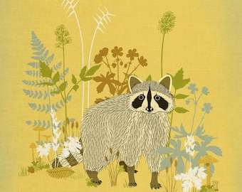 Resilient raccoon illustration print