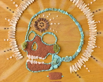 turmeric and turquoise skull print