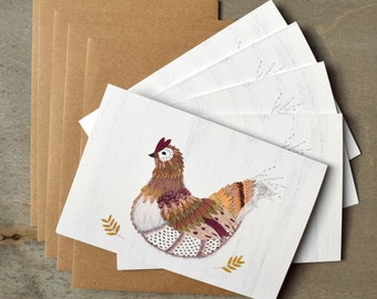 Pack of 5 Hen Greeting Cards