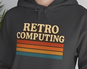 Retro Computing Unisex Hoodie Celebrating a Love for Vintage Computers, Video Games, and Electronics from the 1970s, 1980s, and 1990s