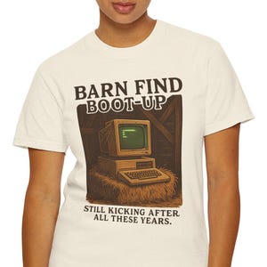 Barn Find Retro Computing Unisex T-Shirt, Funny Tech Humor Tee, Gift for Nerds, Casual Wear, Geek Gift, Tech Gift, Dad Gift, Retro Gift