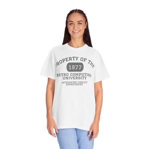Retro Computing University T-Shirt, Vintage Style Tee, Gift for Tech Lovers, 1977 Nostalgia Tee, Geeky Fashion, Tech Tee, Retro Gift
