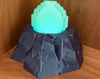 Three Mining and Crafting Gamer Gems with Display Rock and Tea Light for Night Illumination; Kids Gaming Gift; Miner Cosplay