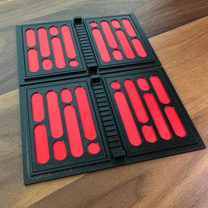 Two Red Accent Wall Panels with Spaceship Greebles Inspired by Popular Science Fiction Movies and Video Games, SciFi Gift, Geek Gift