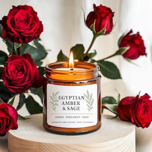 Egyptian Amber Scented Soy Candle | Handmade Scented Soy Wax - Amber Jar - 1 Wick Candle 9 oz
