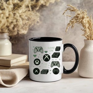 Video Game Mug Wrap Around Pattern – Funny Video Game Cup for Gaming Sessions, Birthday Gifts & Office Decor