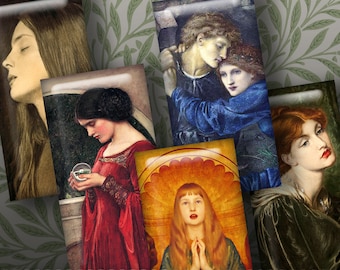 PRE-RAPHAELITE WOMEN 1x2" Dominoes...High-quality, ready to use images