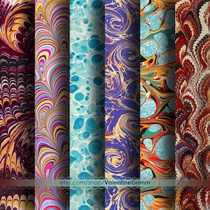 MARBLED PAPERS...High-quality, ready to print antique images