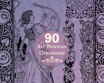 90 MEGA ART NOUVEAU PNGs...High-quality, ready to use images