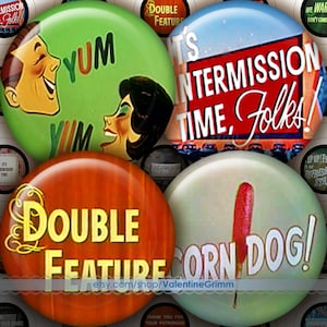 Button makers! DRIVE-IN MOVIES 1.313&quot; circles…Hi-quality, ready to print