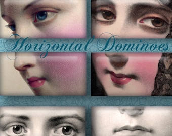 Those EYES Those LIPS  2x1" printable Horizontal Dominoes...High-quality, ready to use images