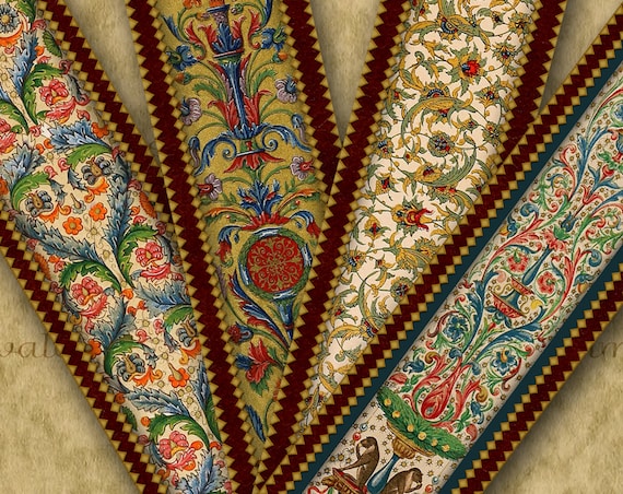MEDIEVAL BOOK MARKS set of 4…Hi-quality, ready to print