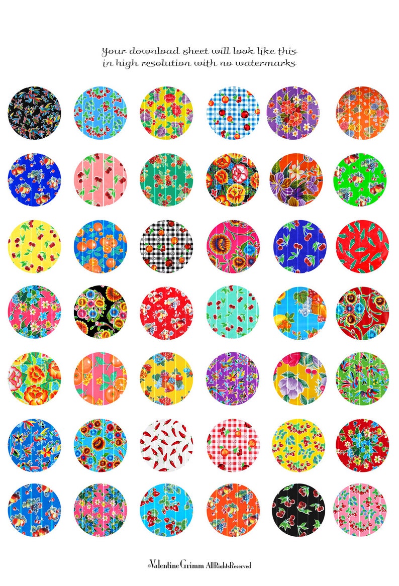 MEXICAN OILCLOTH ART 1 Circles Digital Printable Collage - Etsy
