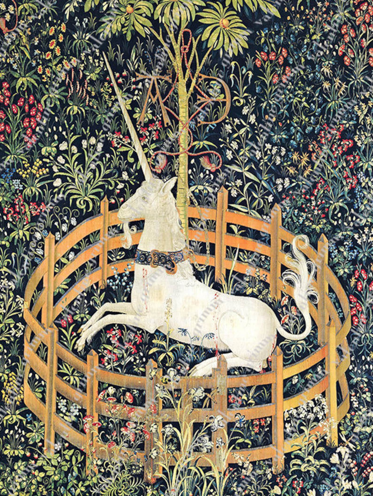 UNICORN MEDIEVAL TAPESTRY Large Digital Printable Art for Framing