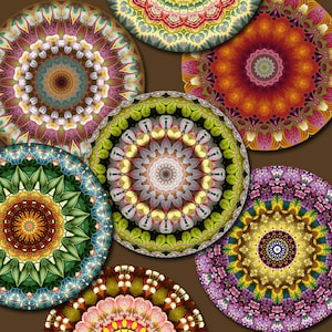 MANDALA FLOWERS 1" circles…Hi-quality, ready to print
