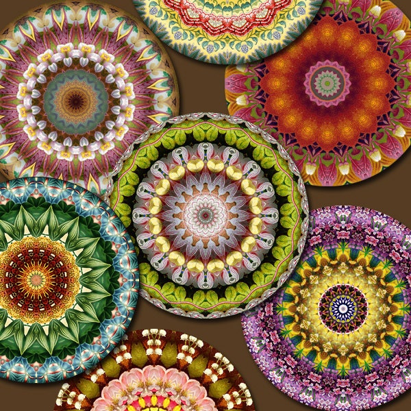 MANDALA FLOWERS 1" Circles...High-quality, ready to use images