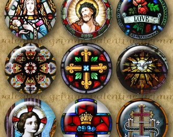 STAINED GLASS photos 1" circles/Hi-quality ready to print